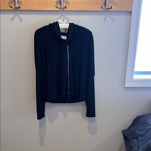 Josef Ribkoff Black Jersey top with silver zipper motif